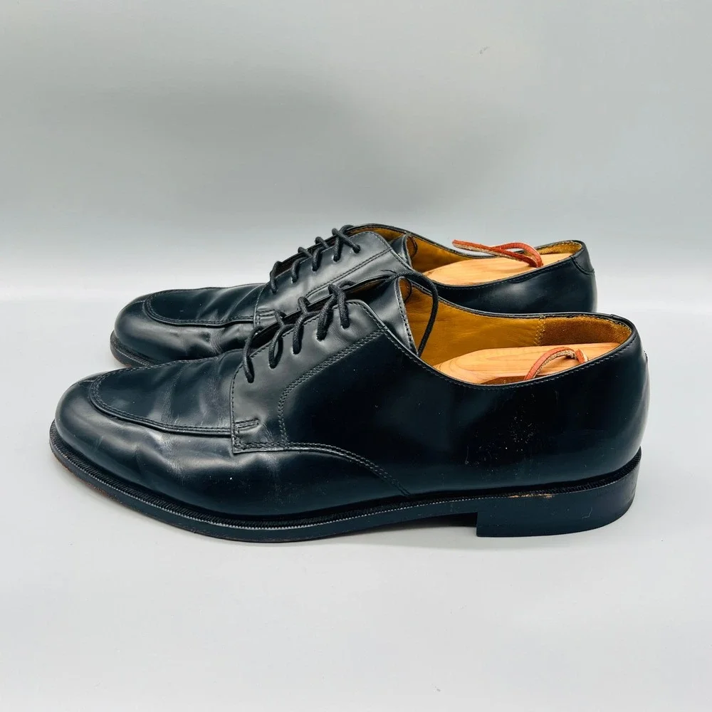 Cole Haan Shoes Mens 11 Black Leather Split Apron Toe Derby Oxford Vtg Preppy